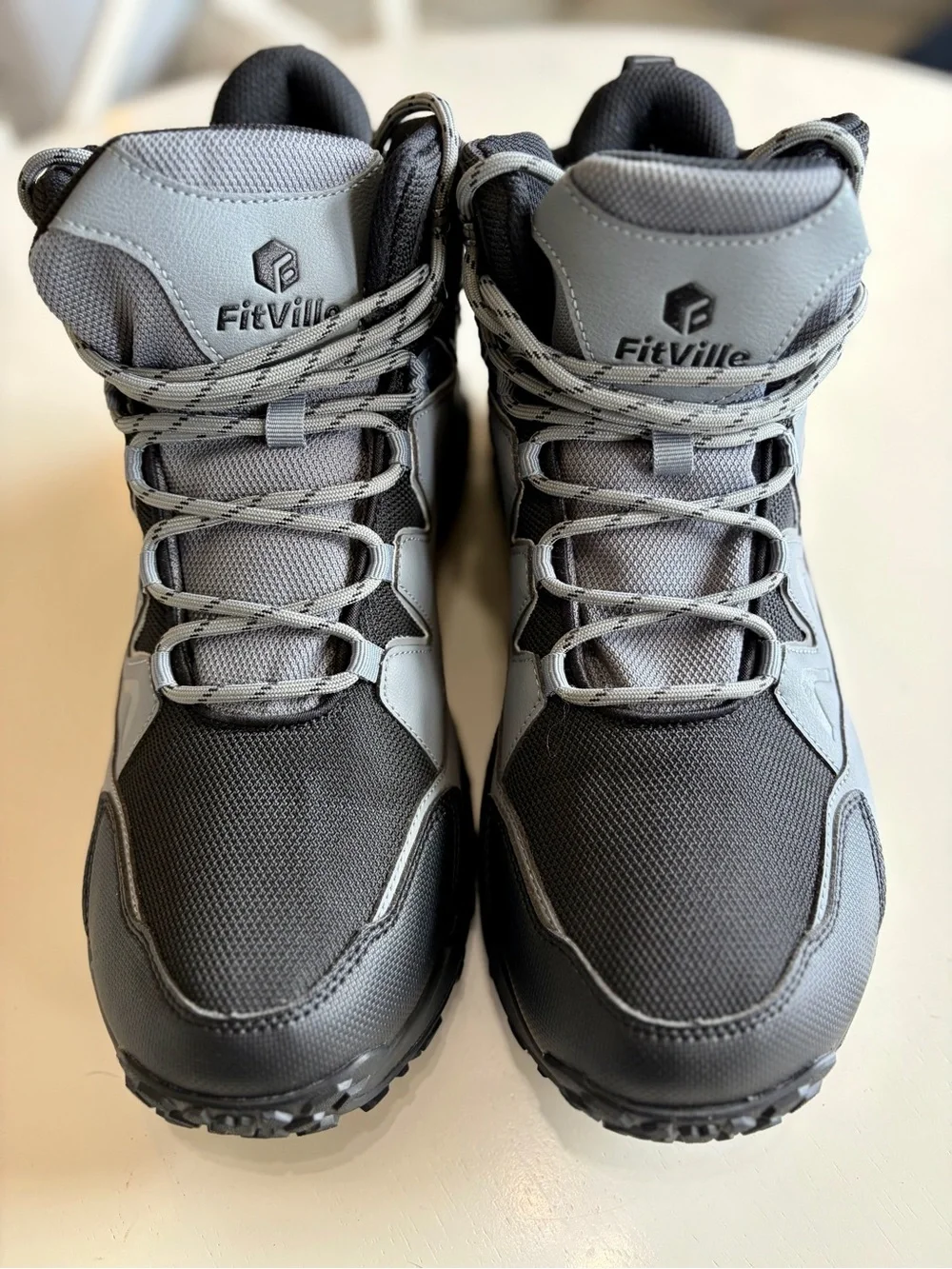 Fitville Men's Grey and Black Water resistant Hiking Boot 11.5 W